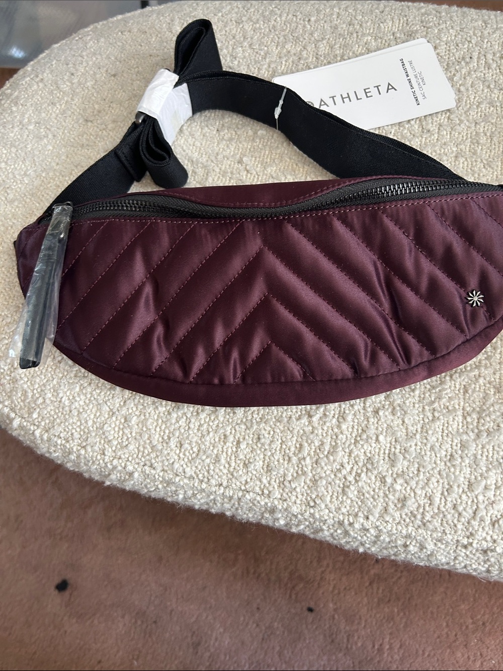 Athleta Quilted Belt Bag - Burgundy with Black Strap